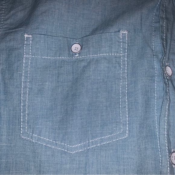 Boy's Size 12 First Wave Denim Blue Red White Striped Button Down Shirt Top EUC - Picture 7 of 7